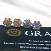 Anting Bunga Moissanite D Vvs, Perhiasan Anting Berlian Perak Sterling 925 Berkilau untuk Wanita