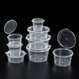 Conteneurs jetables en plastique pour sauce à salade à emporter de Xiamen avec couvercle à charnière 1 oz 1,5 oz 2 oz 4 oz Gobelets en plastique pour sauce Collations - Product Image 1