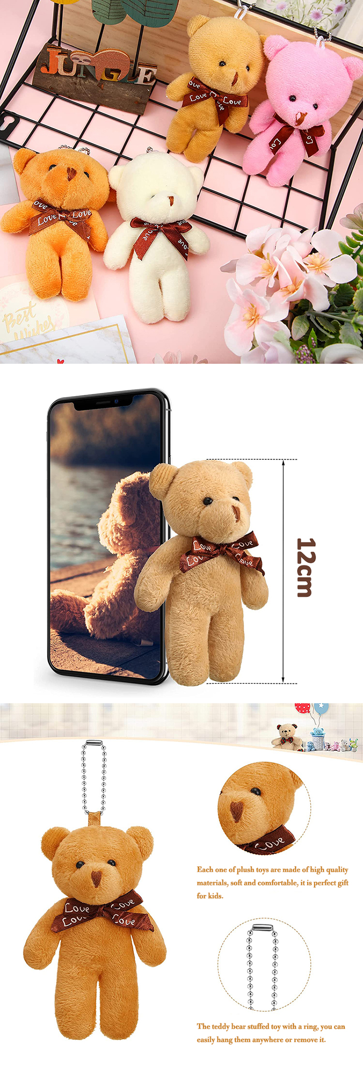 wholesale teddy bear kawaii small teddy bear plush stuffed animals fluffy bear dolls soft kids toys animal plush keychain