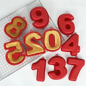 0-9 أرقام غير لاصقة عيد ميلاد موس قالب كعكة الزخرفية عموم 3D سيليكون العفن للكعك