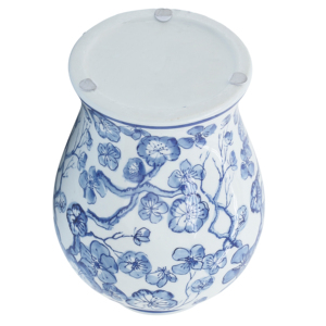 Vaso in Ceramica con Coperchio, Design Floreale Blu, Decorazione da Tavolo per Soggiorno o Camera da Letto - Product Image 6