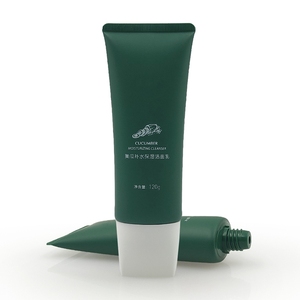 <span class=keywords><strong>Tube</strong></span> souple personnalisable de 120 ml en plastique vert foncé mat pour nettoyant visage hydratant au concombre – Emballage cosmétique pour soins de la peau - Product Image 2