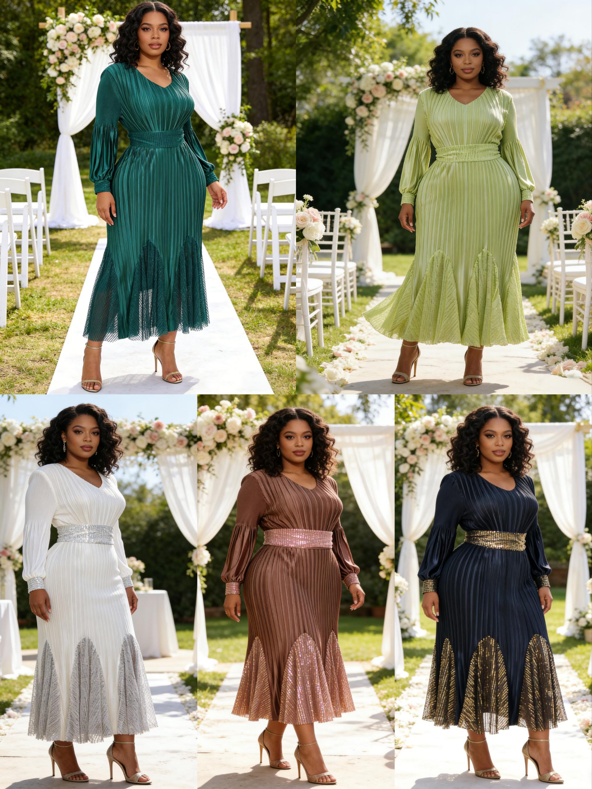 Modest Casual African Stylish Solid Color Plus Size Long Women