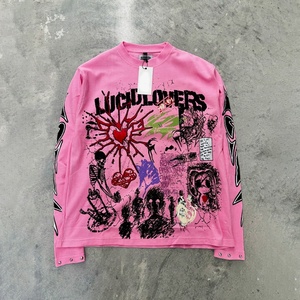 Clothing Manufacturers Custom <b>Waffle</b> Oversized Long Sleeve T <b>Shirt</b> Graffiti Pattern High Quality <b>Waffle</b> Knit Long Sleeve - Product Image 3