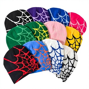 Bonnet en tricot motif toile d'araignée noir, style Y2K, unisexe, en mélange de laine, pour l'hiver, décontracté, pour l'extérieur, les voyages et les fêtes - Product Image 3