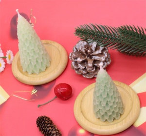 Personnalisation de cire de soja de vacances cire d'abeille colorée cône arbre de Noël bougies parfumées sans flamme en vrac décoration de la maison à la main - Product Image 6