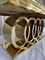 Base à 4 anneaux en acier inoxydable doré pour table de mariage Meubles pour mariés