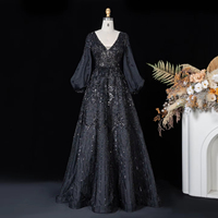 Robe de soirée formelle de luxe pour femme Lsz057, ornée de perles, manches longues bouffantes, paillettes scintillantes, robe de mariée, Jancember
