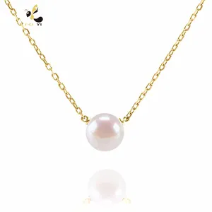 Handpicked Aaa+ Freshwater Cultured Single Real Pearl Pendant Necklace For Women Sterling Silver Fashion Jewelry Necklaces