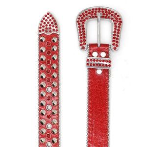 Westlicher Luxus Herren PU-Ledergürtel Breite Legierungsschnalle Kristall-Strass-Diamant-Einlage Mode Punk Trend Design Individuelles Logo - Product Image 6