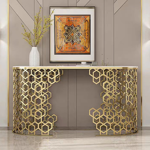 Mesa de <span class=keywords><strong>Consola</strong></span> Rectangular Moderna y Sencilla de Lujo <span class=keywords><strong>Dorada</strong></span> para Pasillo, en Oferta - Product Image 5