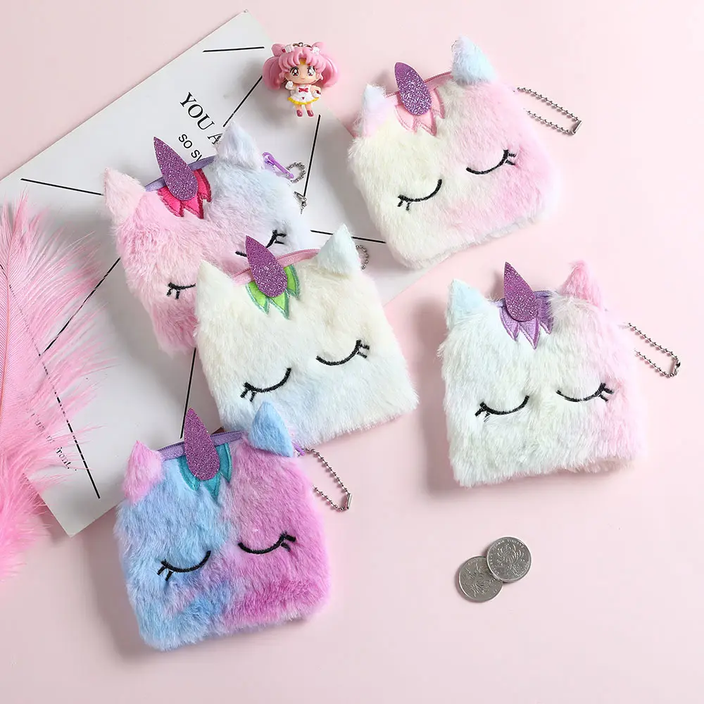 Kawaii Plush Coin Purse Square Children's Toy Small Wallet Girl Change Coin Bag