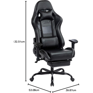 <span class=keywords><strong>Silla</strong></span> Gamer Reclinable Ajustable de Cuero Negro para Oficina, Personalizable, con Reposapiés, OEM 2D - Product Image 6