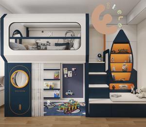 Новый дизайн, детский домик на дереве, двухъярусные кровати для мальчиков с горкой, лестник и набор для скалолазания - Product Image 6