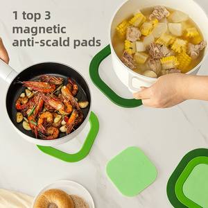 Sous-verre magnétique multifonctionnel 3-en-1 Sets de table en silicone antidérapants Coussin d'isolation thermique pour tables à manger-Minimum 2 pièces - Product Image 5