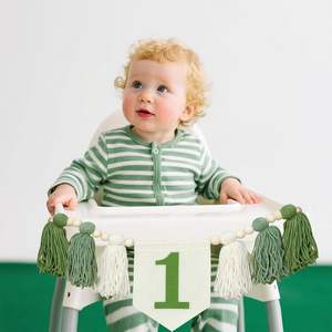 Thème Animal de la jungle 1er <span class=keywords><strong>anniversaire</strong></span> fête décoration ensemble chaise haute bannière Lion <span class=keywords><strong>anniversaire</strong></span> chapeau gâteau Topper pour bébé garçons - Product Image 2