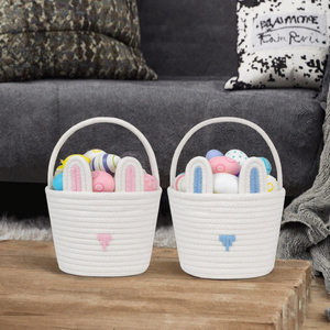 Panier de rangement pliable en coton tressé à la main, mignon, avec poignée, couleur et logo personnalisables, idéal pour télécommandes et clés dans le salon – Meilleures ventes - Product Image 3