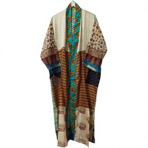 Kimono de Seda Largo Hecho a Mano de Primera Calidad, Estilo Vintage con Estampado Floral/Color Liso, Transpirable, Talla Única, Ropa de Dormir para Mujer - Product Image 1