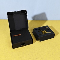 Boîte d'emballage pliable en carton noir FSC avec insert en carton pour détecteur de qualité de l'air, impression personnalisée du logo
