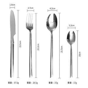 Châu Á thép không gỉ bạc đặt bữa ăn tối Milkshake trộn dịch vụ thìa dao món tráng miệng salad ngã ba Flatware - Product Image 5