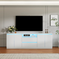 Moderno Soporte para TV LED Extra Ancho de 200 cm, Consola Multimedia RGB para Televisores de 75-85 Pulgadas, Mueble de Centro de Entretenimiento de Madera Sintética