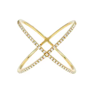 Fashion Jewelry Fashion 925 Silver Diamond Zirconia X Cross RingためWomen
