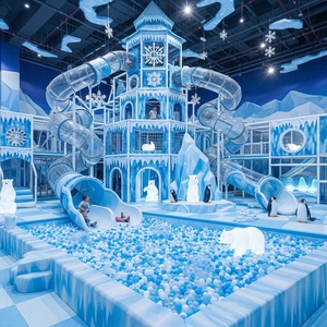 Aire de jeux intérieure sur le thème de la glace, conception personnalisée, équipement de parc d'attractions pour enfants, château gonflable, jeux souples avec toboggan et piscine à balles - Product Image 6