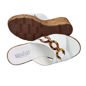 Sandalo con Zeppa Novaflex da Donna Verceia in Pelle Bianca con Tacco in Sughero per l'Estate - Product Image 6