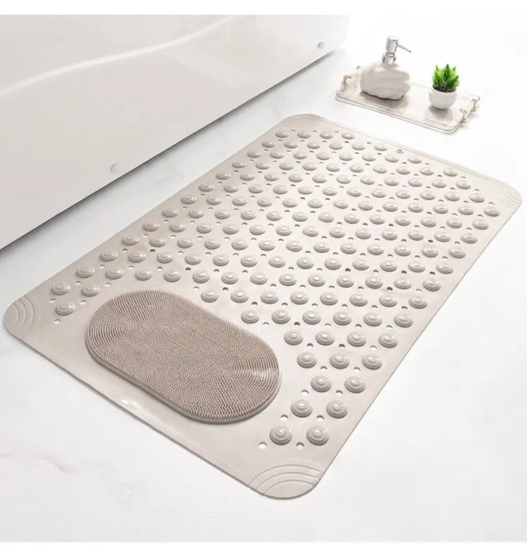 YFL Anti-Slip Massage Bathroom Bath Tub Mats with Suction Cup and Drain Hole Quick Drying Shower Floor Mat