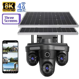 12MP 3 ống kính 3 màn hình <span class=keywords><strong>4G</strong></span> <span class=keywords><strong>camera</strong></span> năng lượng mặt trời với báo động phát hiện con người IP66 âm thanh hai chiều không thấm nước 3ptz mạng wifi <span class=keywords><strong>Camera</strong></span> An Ninh - Product Image 1