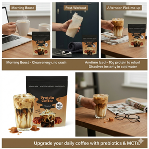 Café de Proteína Premium con Caramelo, 10g de Proteína, Prebióticos, MCTs, Café Instantáneo, Fitness, Post-Entrenamiento, Impulso Matutino, Energía - Product Image 6