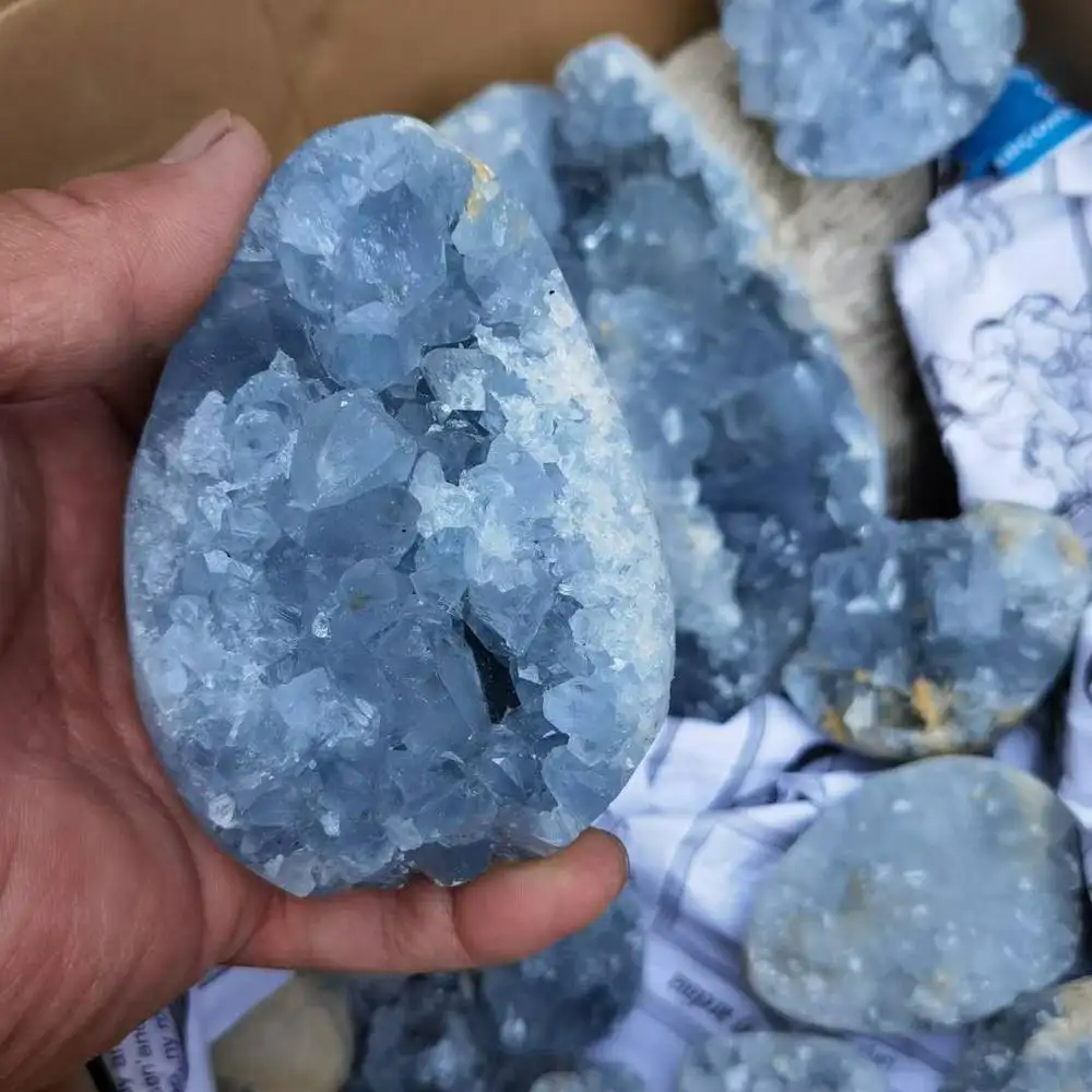 Diskon Besar Batu Kristal Mentah Alami Biru Aquamarine Celestite Kyanite Clusters