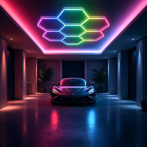 Lámparas LED RGB de Panal Personalizadas para Decoración de Interiores, 4 Rejillas, DC24V 34W, Regulables con Control Remoto, Hexagonales, IP55, 6500K, Luces para Garaje - Product Image 4