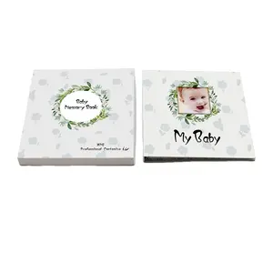 High quality custom cover Baby footprint Baby Milestone Book journal custom first year baby memory book with box