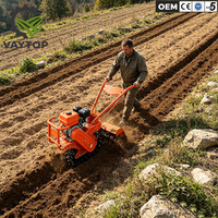 Motoculteur agricole à chenilles à essence à démarrage manuel, à couple élevé, poussé à la main, pour vignobles, avec chenilles à chaîne