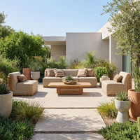 Ensemble de canapés d'extérieur en teck de qualité supérieure, conçu pour durer, mobilier de patio résistant aux intempéries, salon de jardin résistant au soleil pour l'Australie