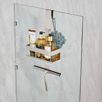 Étagère de salle de bain en acier inoxydable brossé monocouche pour usage domestique et raclette à verre avec capacité de 10 kg