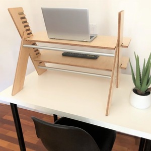 Solid Wood <b>Computer</b> <b>Desk</b> 712x420x508mm Two Level Easy Assemble Natural Color Home Office Use - Product Image 3