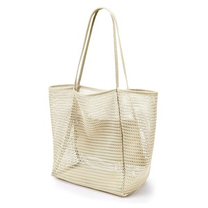 Sac fourre-tout en maille beige, sac de plage portable pour les voyages, utilisation en plein air en été - Product Image 4