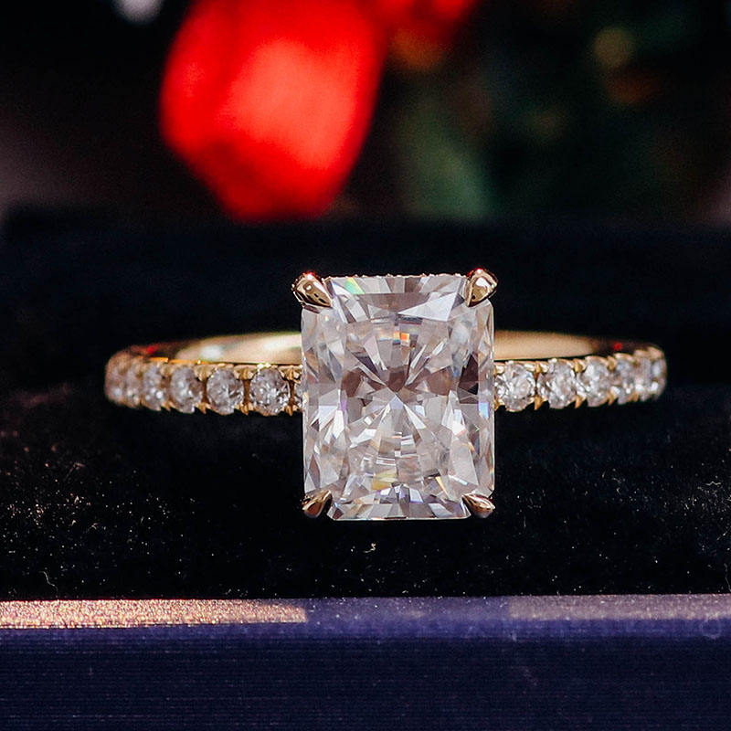 Real solid 14K gold moissanite ring