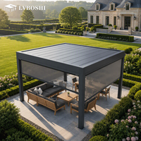 Pergola motorisée en aluminium 6063-T5 de qualité supérieure avec éclairage LED intégré, résistante aux ouragans et aux intempéries, idéale pour balcon de luxe