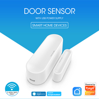 Sensor de Puerta y Ventana WiFi Tuya, Disponible en Stock, Alimentado por USB, Alarma Inteligente con Alerta por Aplicación y Control por Voz para Seguridad en el Hogar y la Oficina