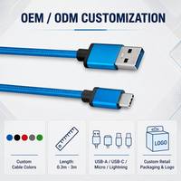 Kabel USB 3.0 A ke C Pabrik LUNG KAY, Nylon Braided, Transfer Data Super Cepat 5Gbps, Pengisian Cepat 3A untuk Ponsel Laptop, Custom OEM