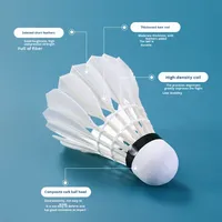 Volant de badminton en plumes d'oie naturelles, blanc, première qualité, 3 couches, sandwich, plumes droites, professionnel, international