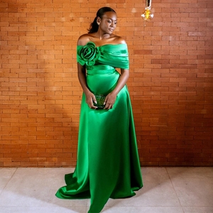 Vestidos <span class=keywords><strong>de</strong></span> Noche Africanos para Mujeres <span class=keywords><strong>Embarazadas</strong></span>, con Hombros Descubiertos, Corte en A, para <span class=keywords><strong>Invitadas</strong></span> <span class=keywords><strong>de</strong></span> <span class=keywords><strong>Boda</strong></span>, Fiestas, Eventos Formales, Estilo Celebridad - Product Image 1