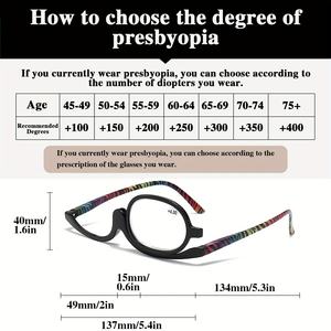 14*12*4cmTravel ماكياج يومي للنساء الربيع المفصلي القراءة نظارات طول النظر عدسة دوارة مكبرة الوجه لأسفل قارئات مستحضرات التجميل - Product Image 3