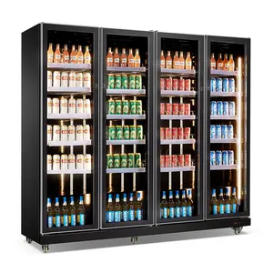 Commercial Merchandising Refrigeration Equipment Multi-Door Drink Display Showcase Supermarket Refrigerator Freezer