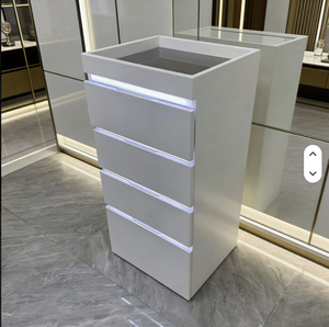 Carrito de Almacenamiento Moderno para Peluquería con 4 Cajones Profundos de Madera, Color Blanco, Independiente, para Hotel o Salón, con Ruedas Silenciosas - Product Image 1
