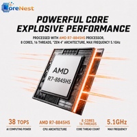 Ordinateur portable CoreNest AI Ryzen 7 8845HS NPU 16 TOPS Radeon 780M 2,7 GHz Châssis métallique 180 °   Ordinateur portable AI à double ventilateur et charnière, 5000 mAh