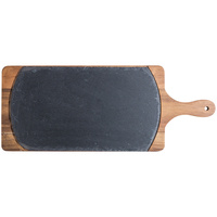 Plateau de chargeur en bois à Steak, plateau rectangulaire en bois naturel, assiette à pain avec Base en bois